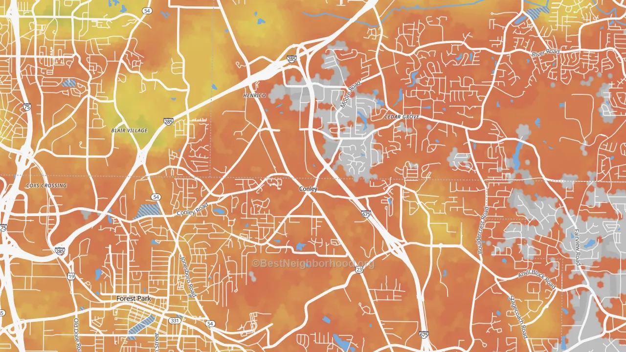 Bike Grade map of 30288, GA