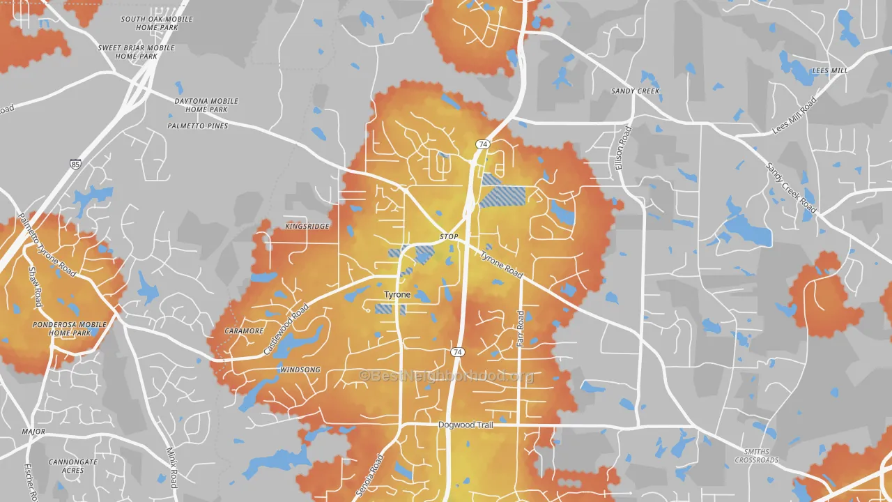 Bike Grade map of 30290, GA