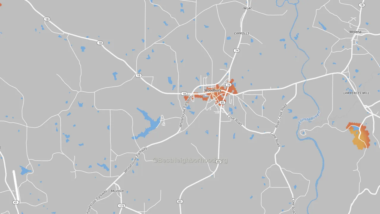 Bike Grade map of 30293, GA