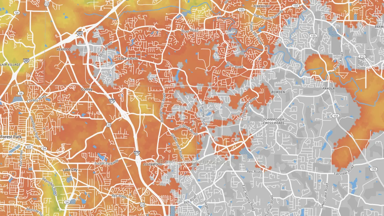 Bike Grade map of 30294, GA
