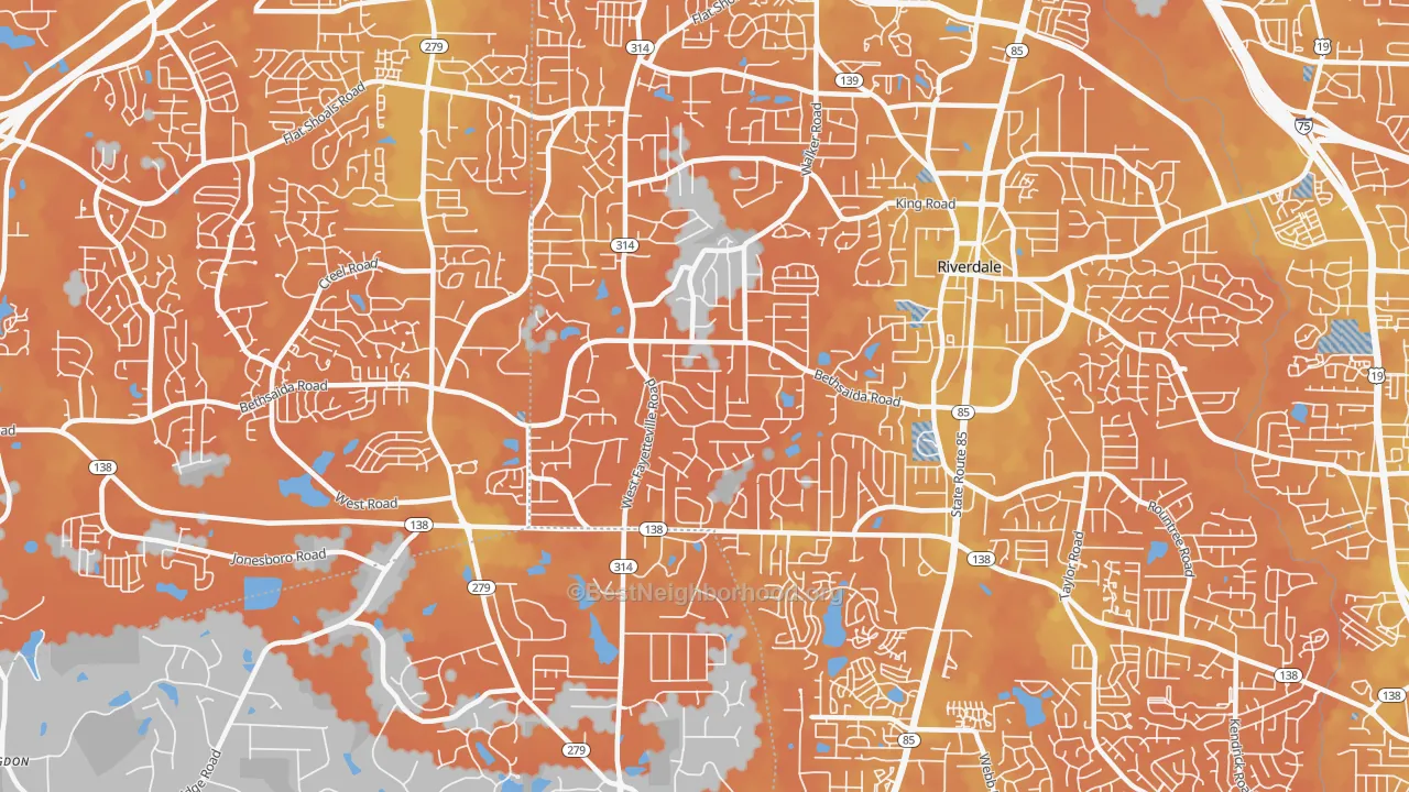 Bike Grade map of 30296, GA