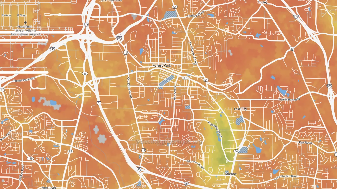 Bike Grade map of 30297, GA