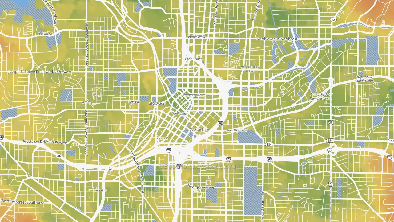 Bike Grade map of 30303, GA