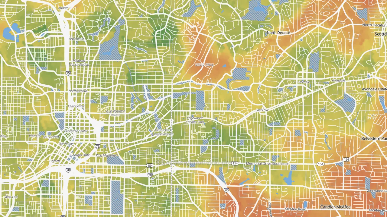 Bike Grade map of 30307, GA