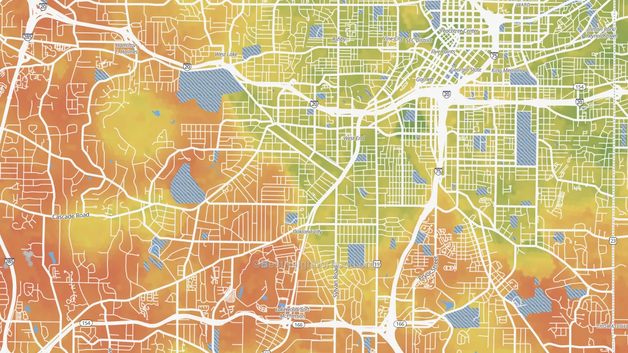 Bike Grade map of 30310, GA