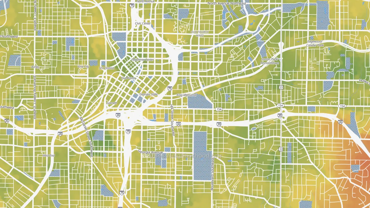 Bike Grade map of 30312, GA