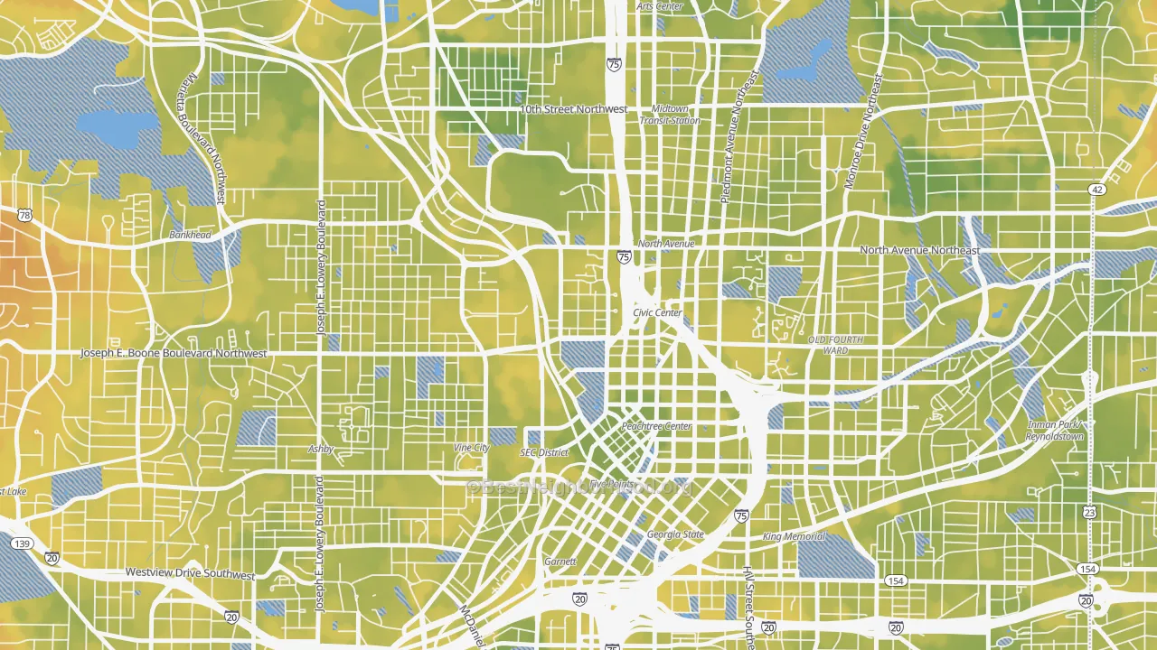 Bike Grade map of 30313, GA