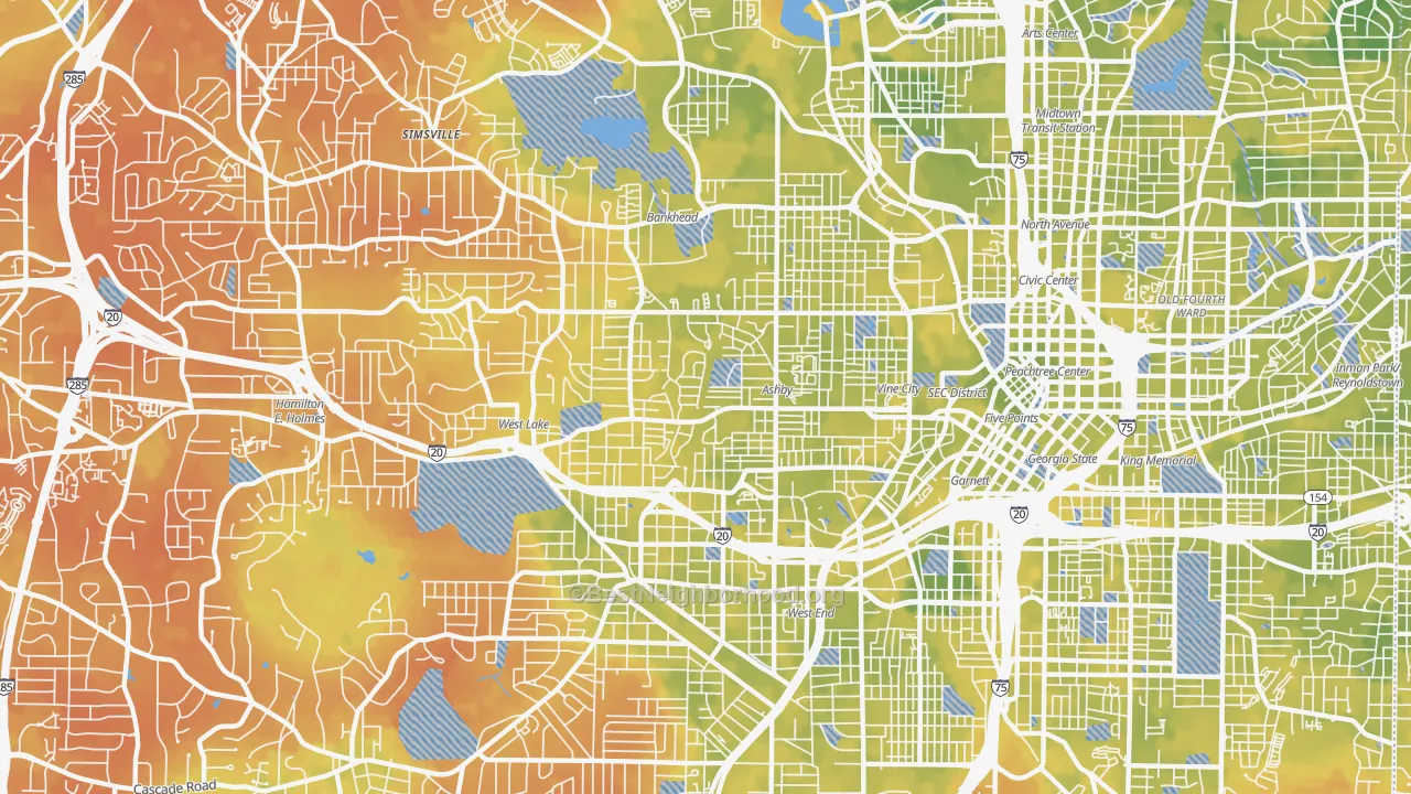 Bike Grade map of 30314, GA