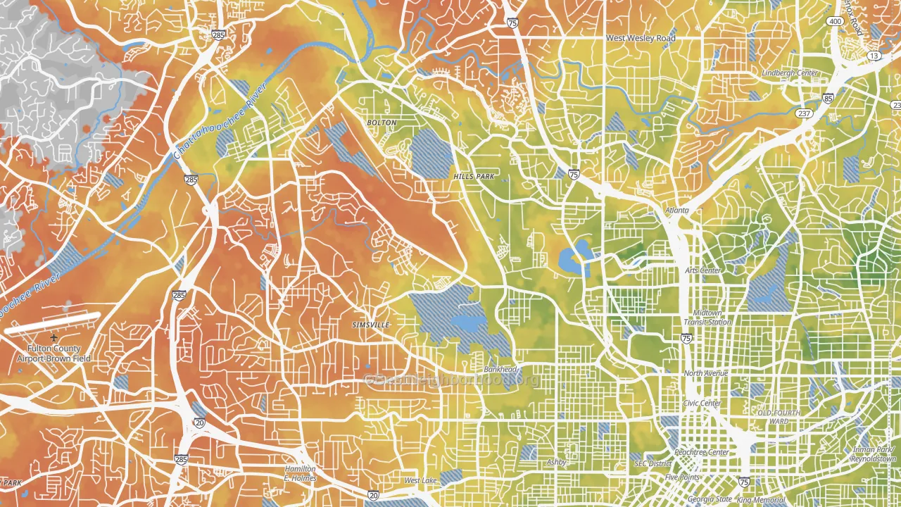 Bike Grade map of 30318, GA