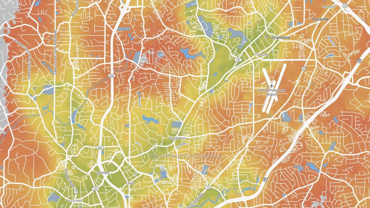 Bike Grade map of 30319, GA