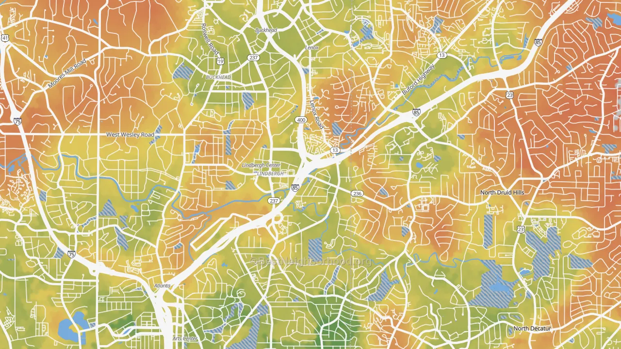 Bike Grade map of 30324, GA