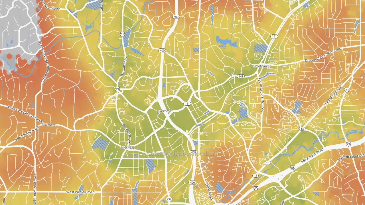 Bike Grade map of 30326, GA