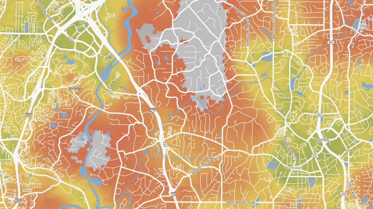 Bike Grade map of 30327, GA