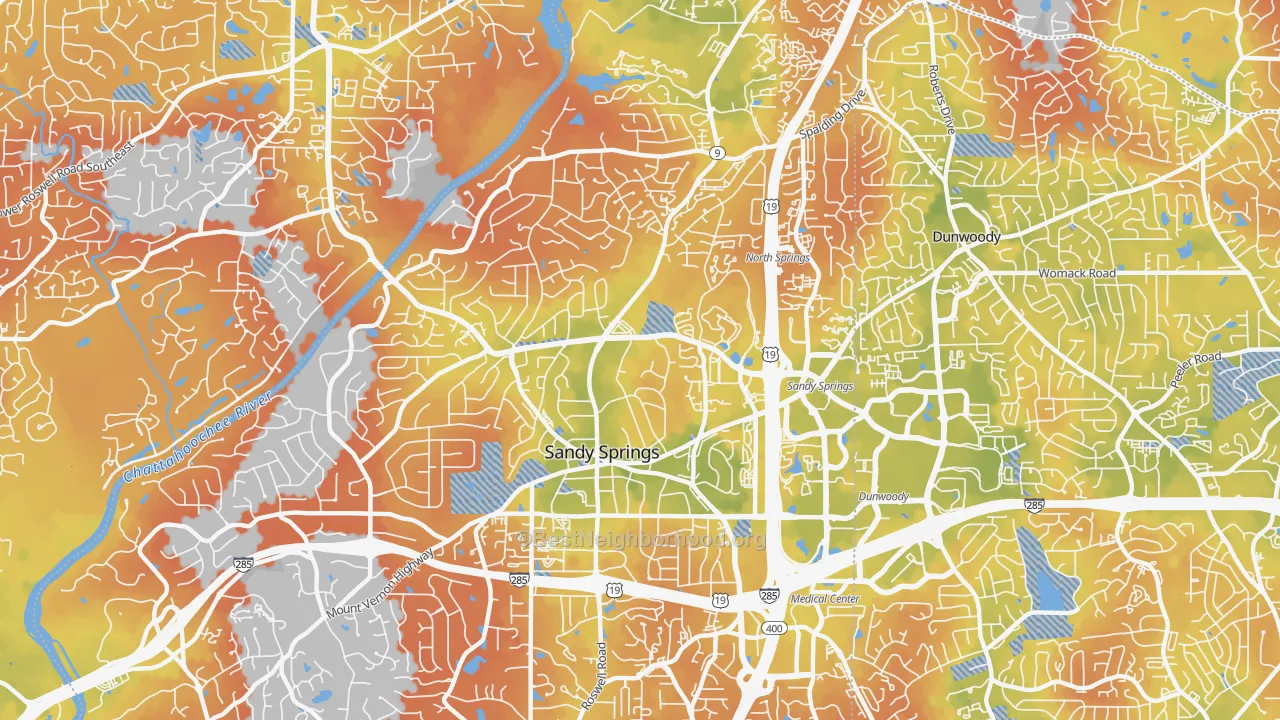 Bike Grade map of 30328, GA