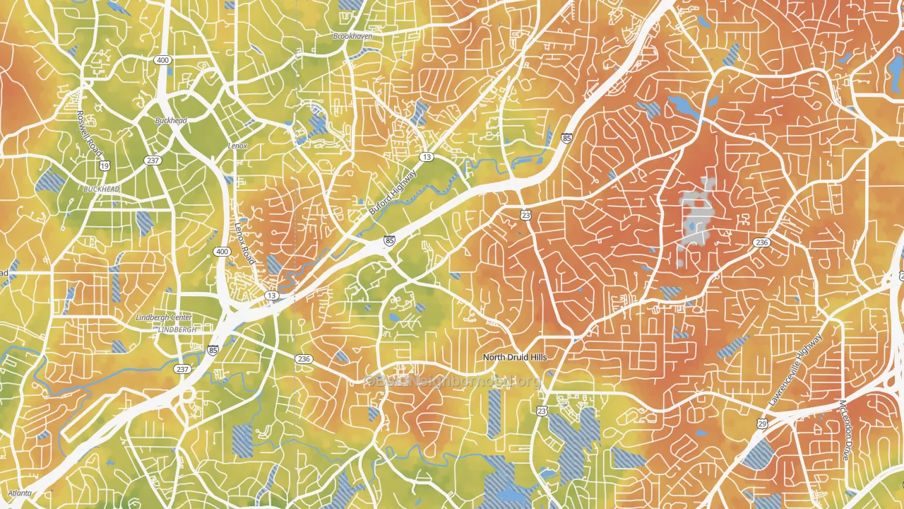 Bike Grade map of 30329, GA