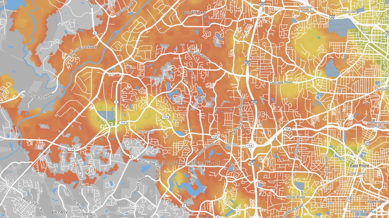 Bike Grade map of 30331, GA