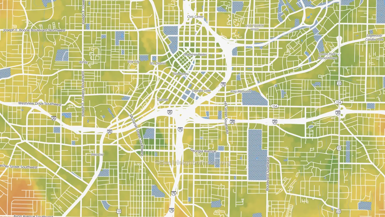 Bike Grade map of 30334, GA