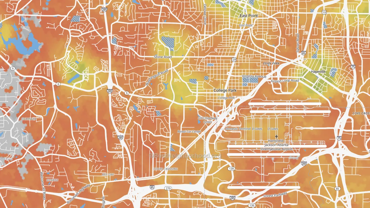 Bike Grade map of 30337, GA