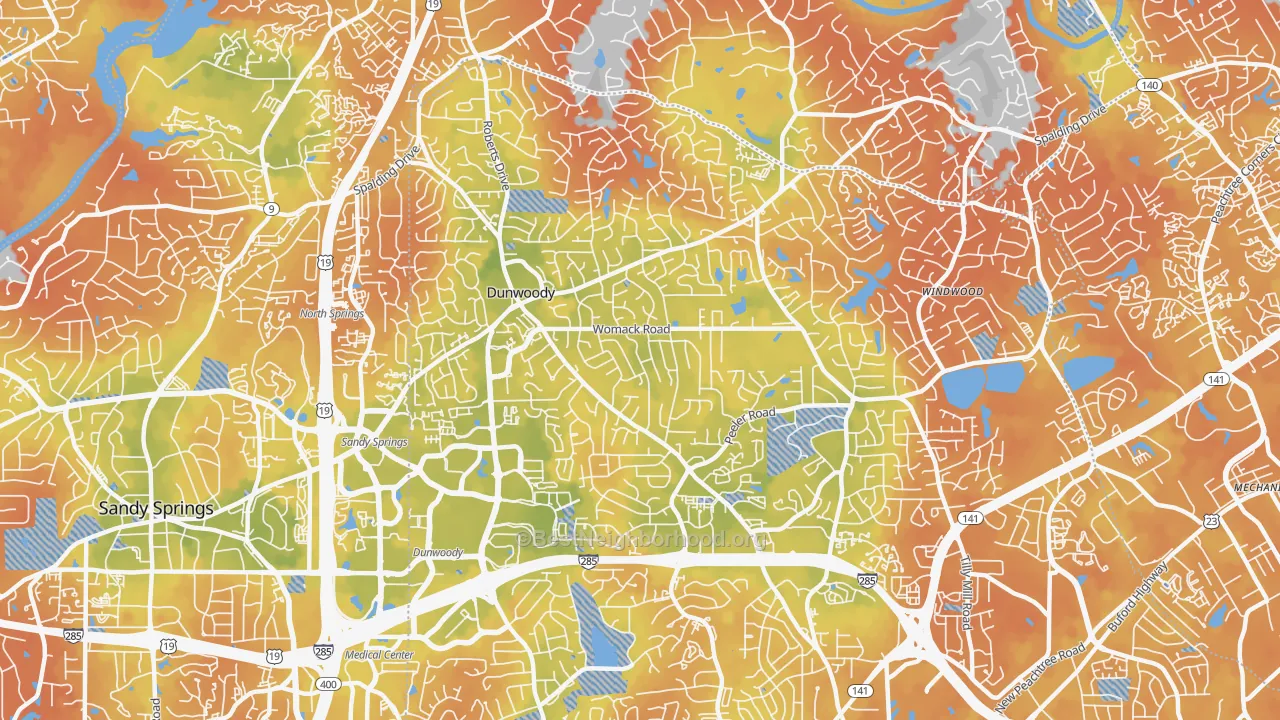 Bike Grade map of 30338, GA