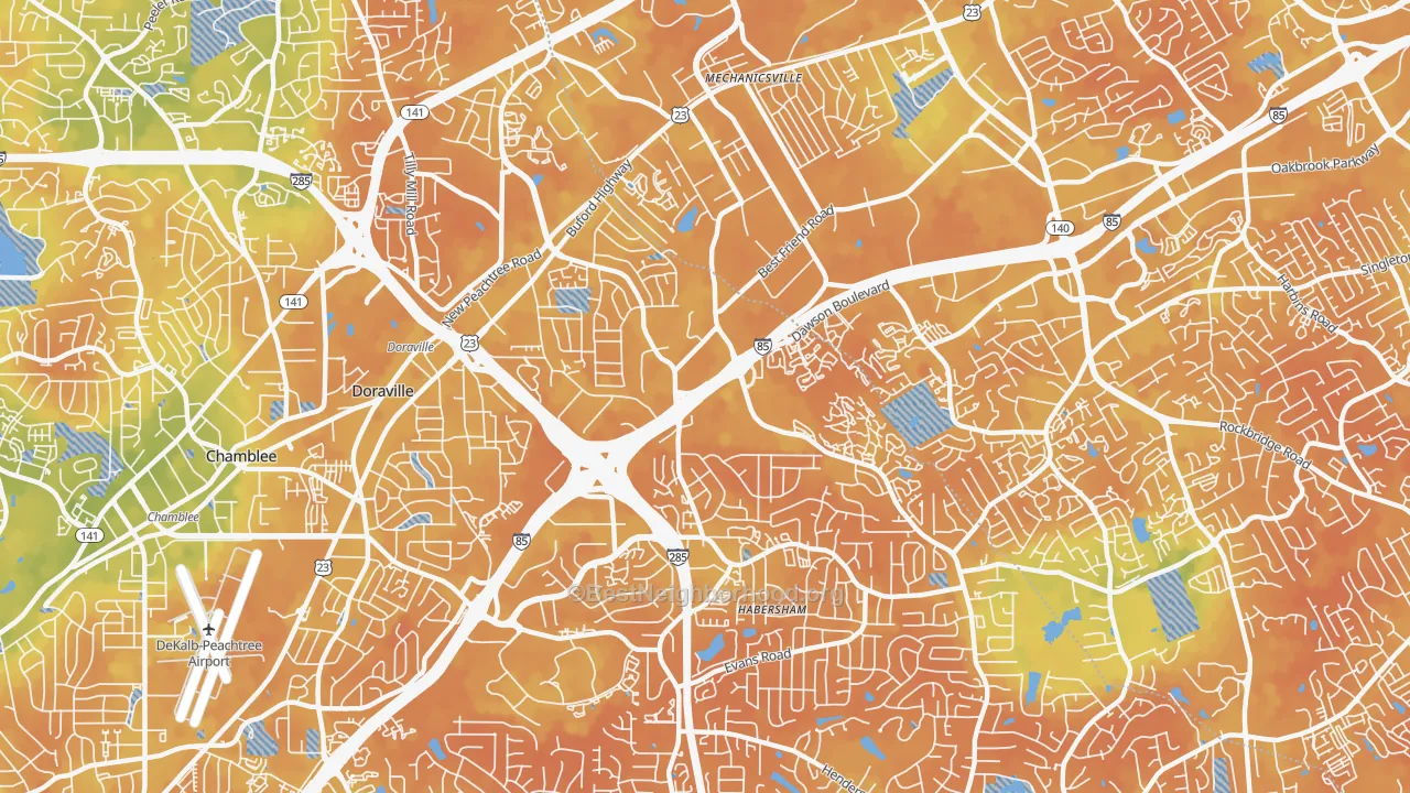 Bike Grade map of 30340, GA