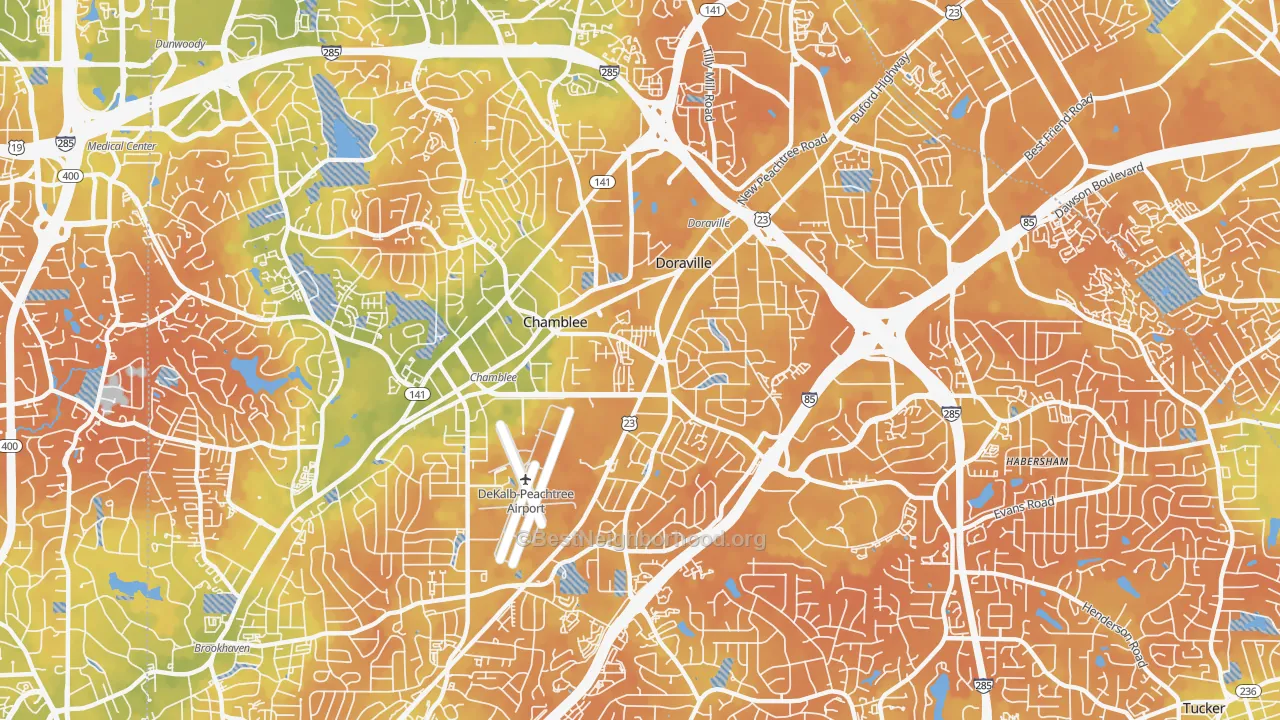 Bike Grade map of 30341, GA