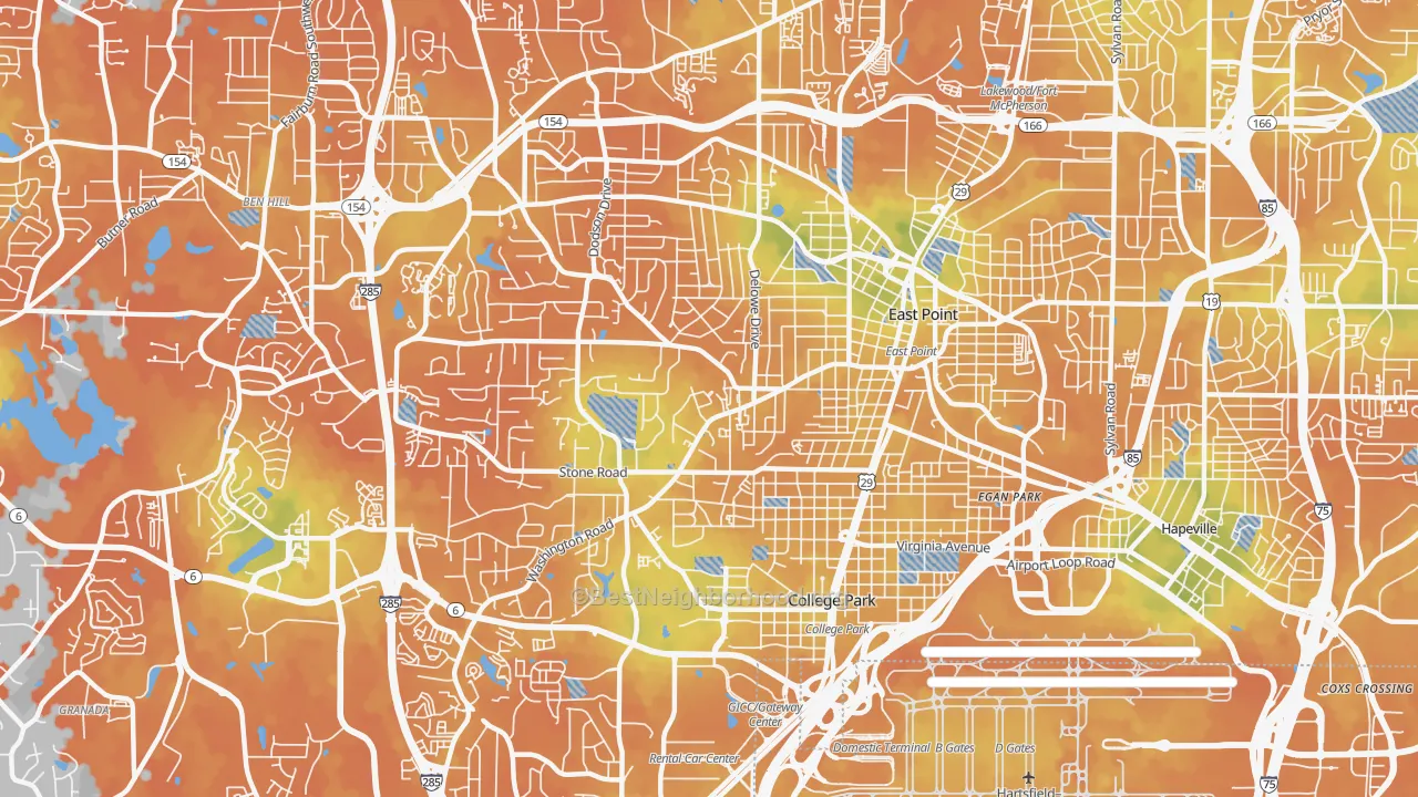 Bike Grade map of 30344, GA