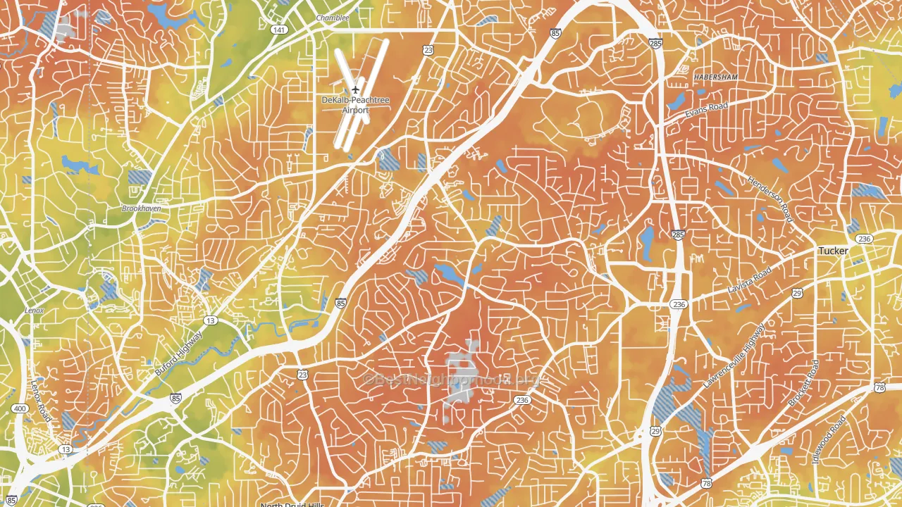 Bike Grade map of 30345, GA