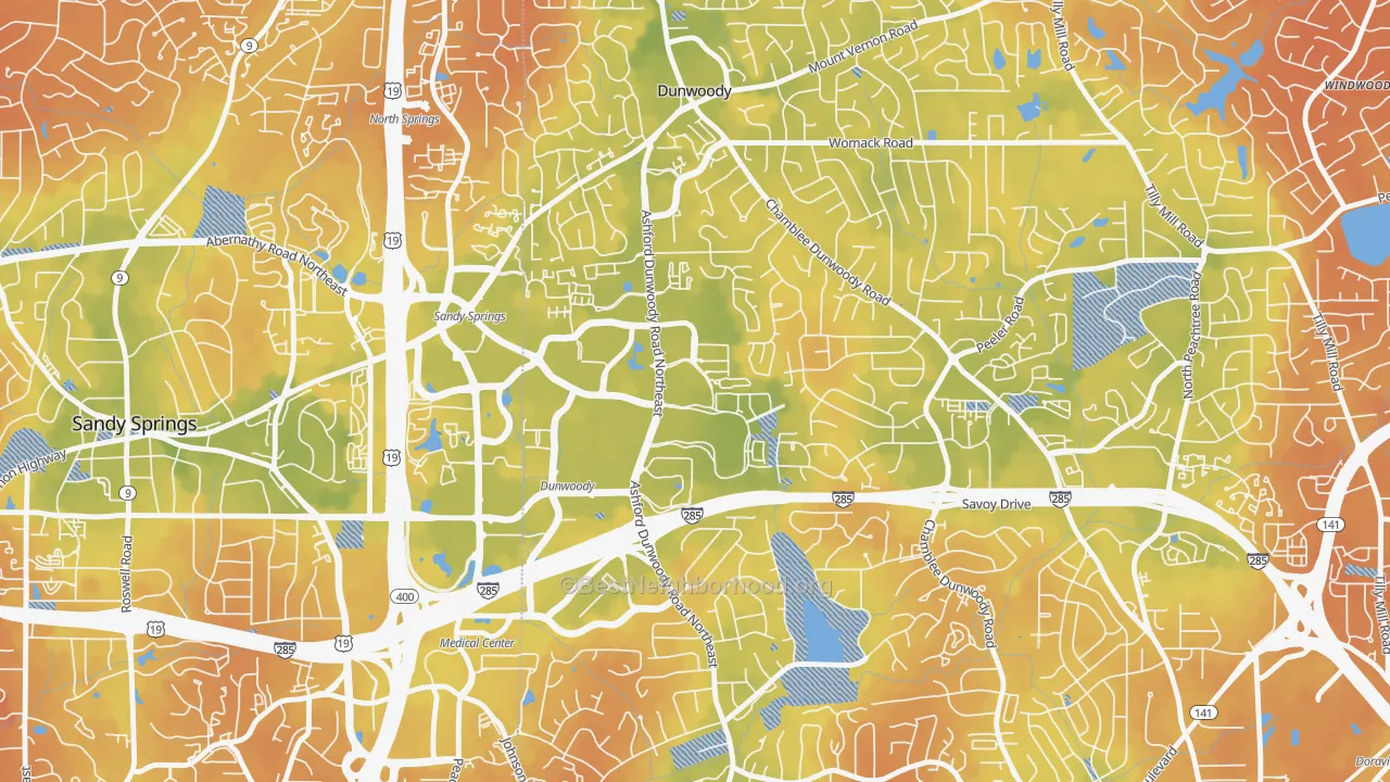 Bike Grade map of 30346, GA