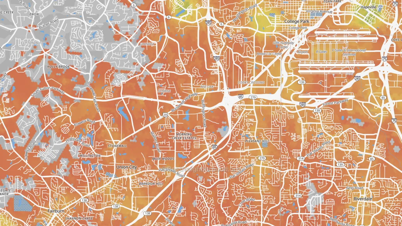 Bike Grade map of 30349, GA
