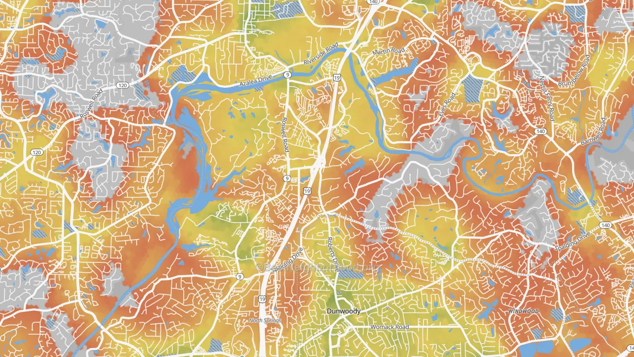 Bike Grade map of 30350, GA