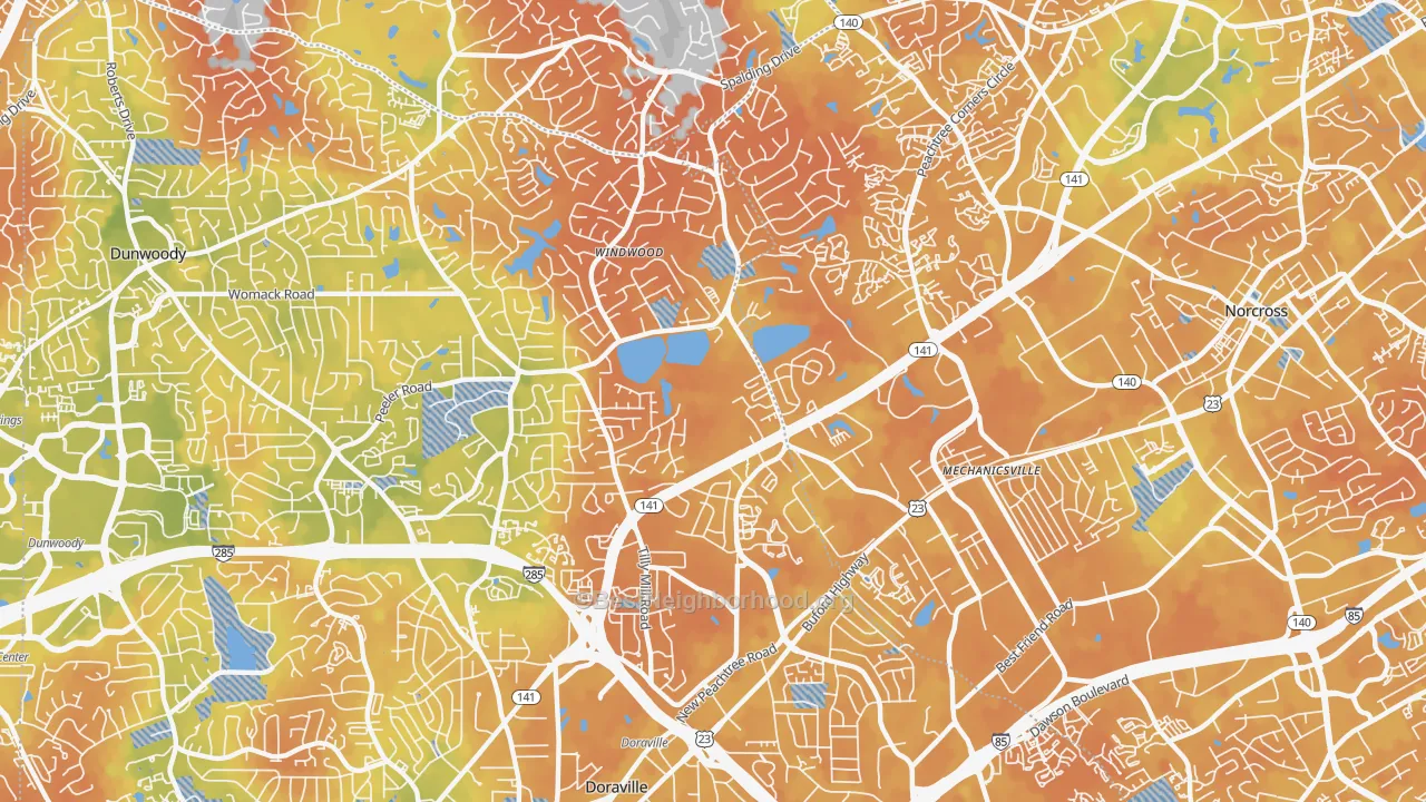 Bike Grade map of 30360, GA