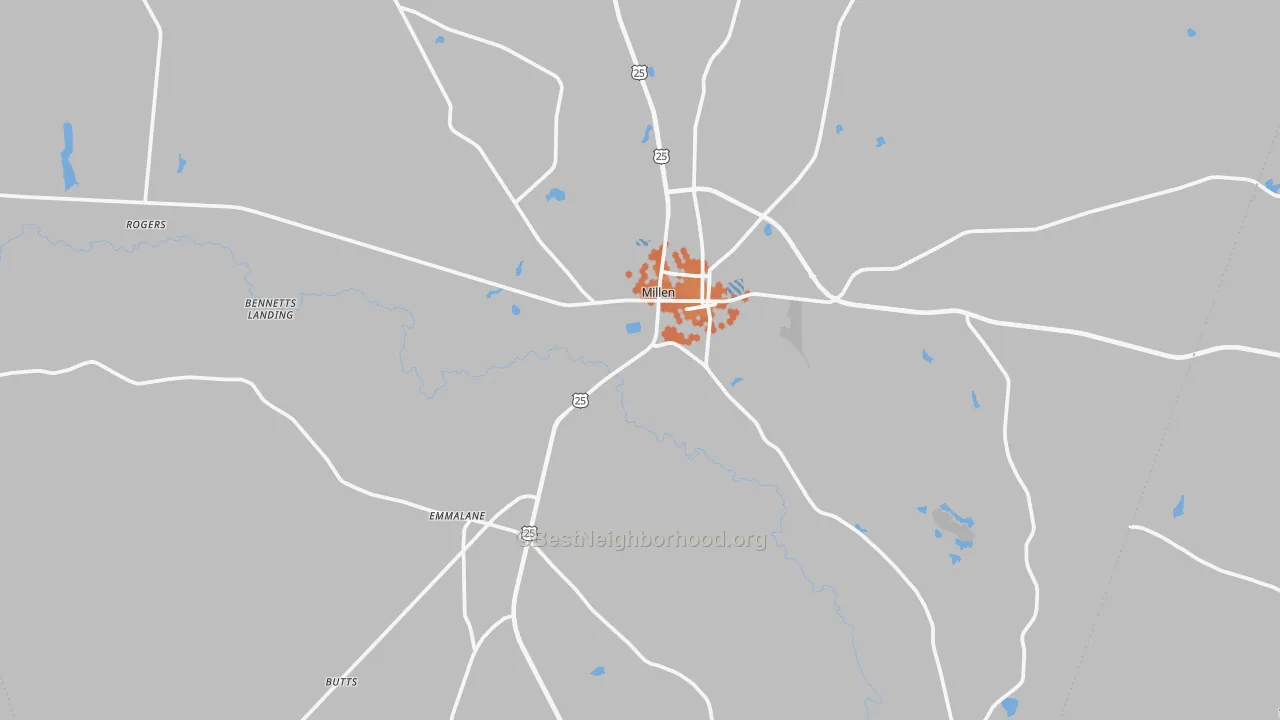 Bike Grade map of 30442, GA