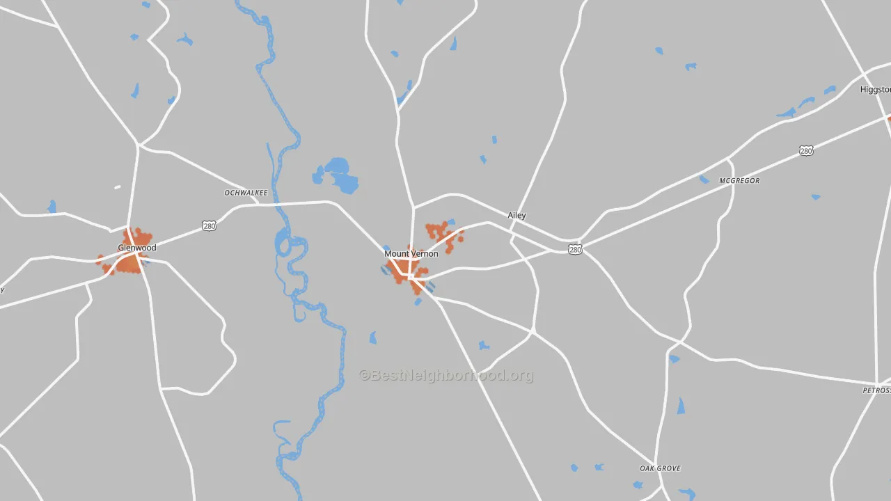 Bike Grade map of 30445, GA