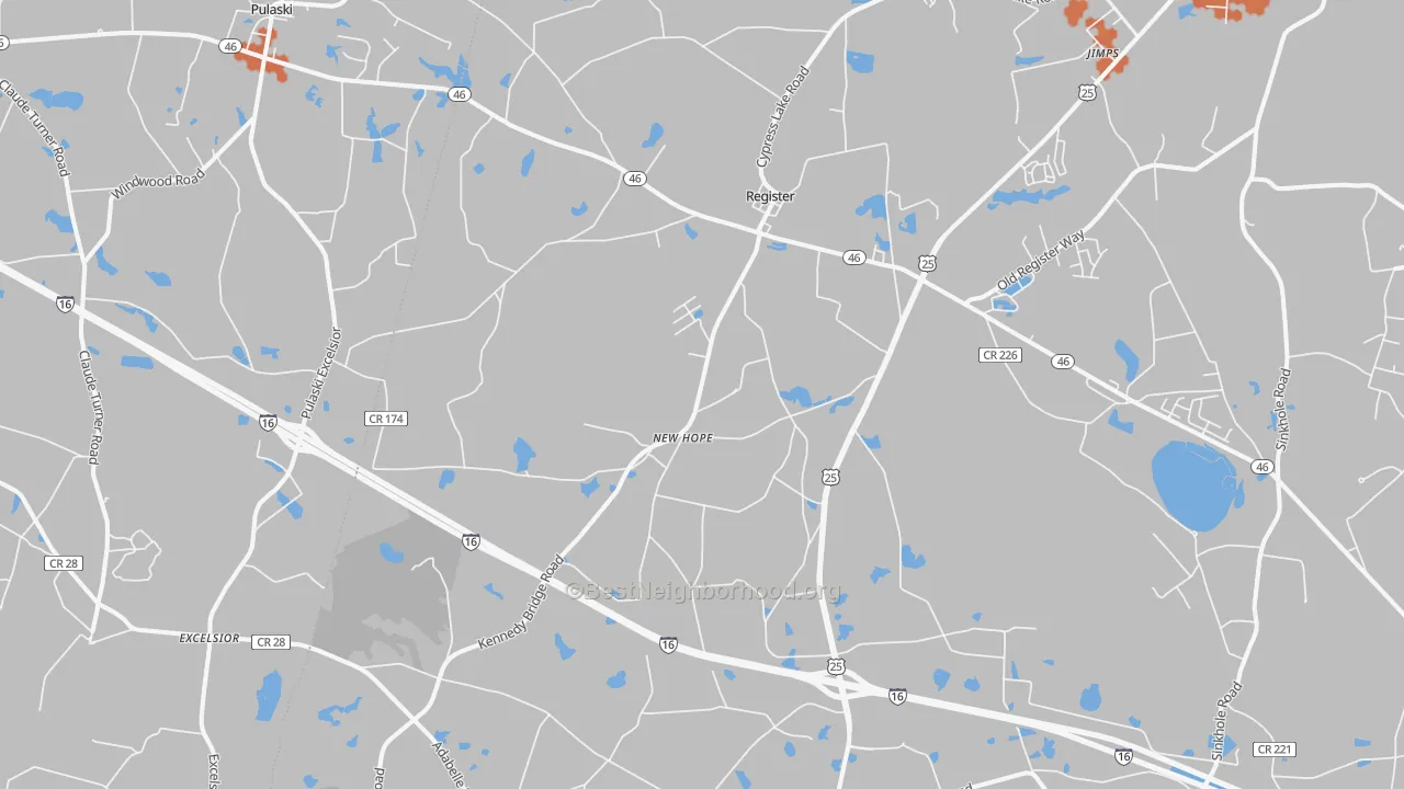 Bike Grade map of 30452, GA