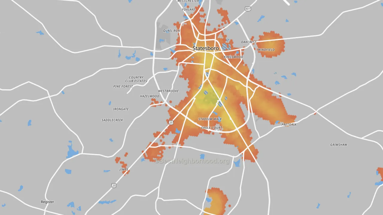 Bike Grade map of 30458, GA