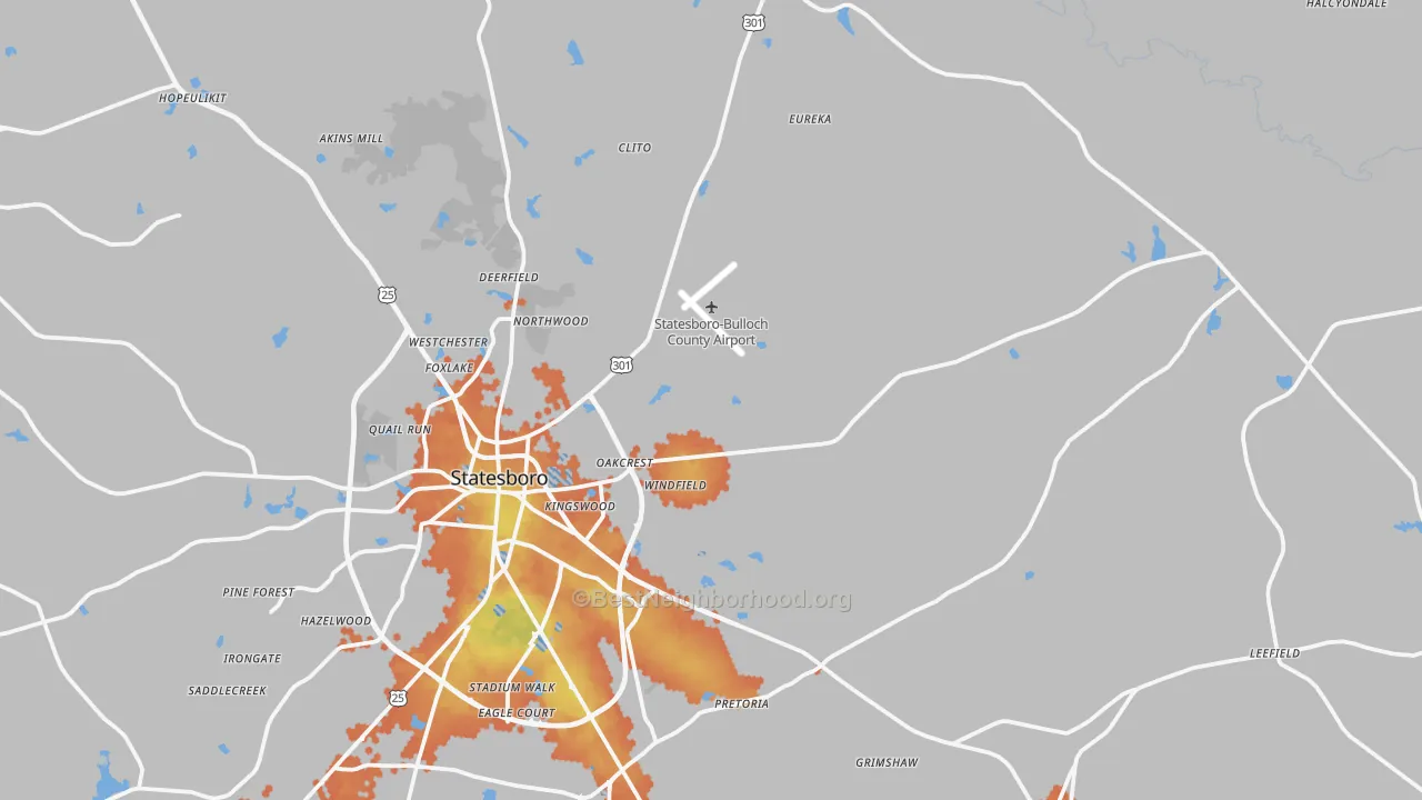 Bike Grade map of 30461, GA