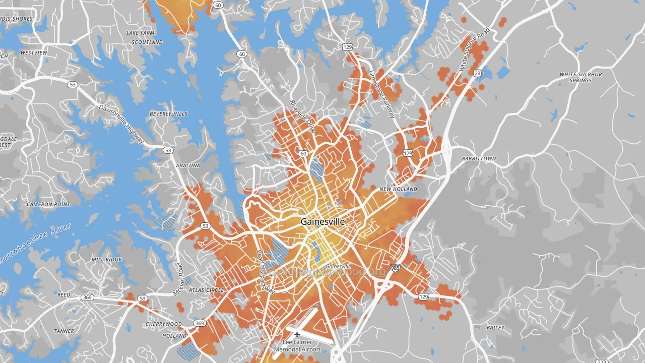 Bike Grade map of 30501, GA