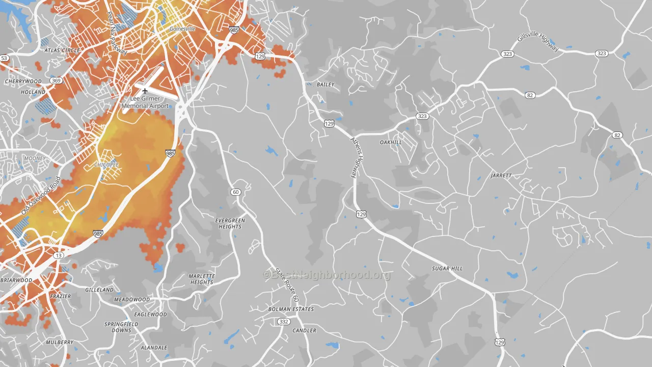 Bike Grade map of 30507, GA