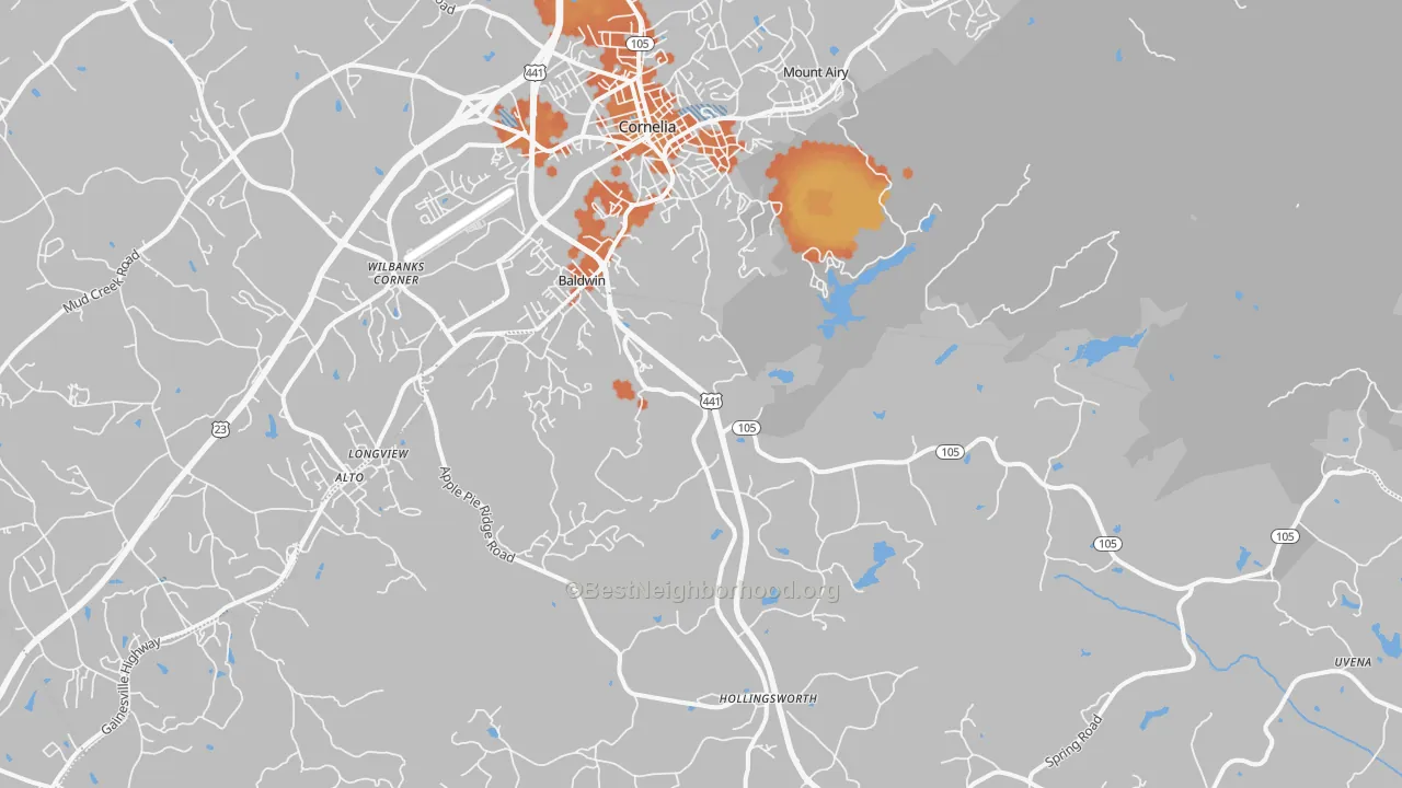 Bike Grade map of 30511, GA