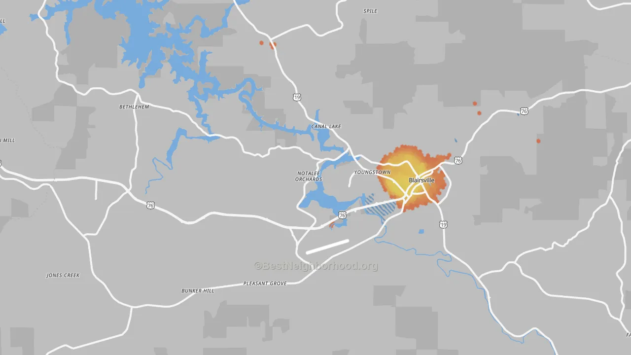 Bike Grade map of 30512, GA