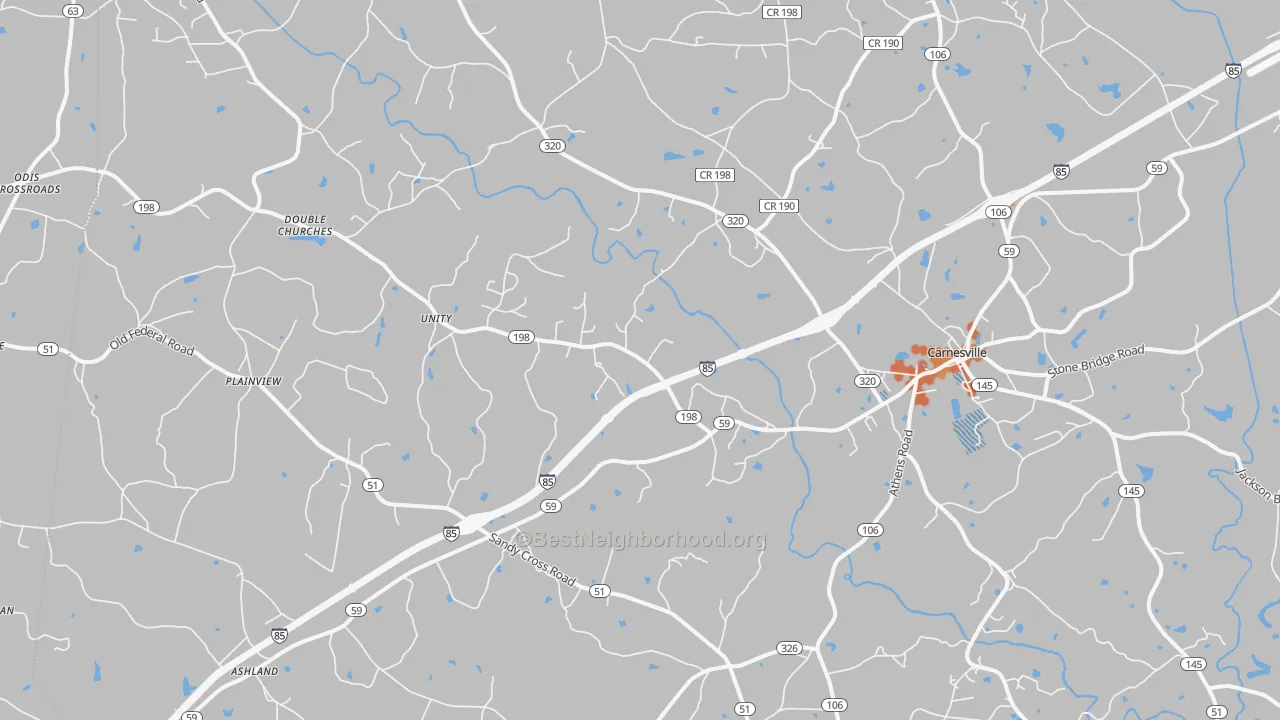 Bike Grade map of 30521, GA