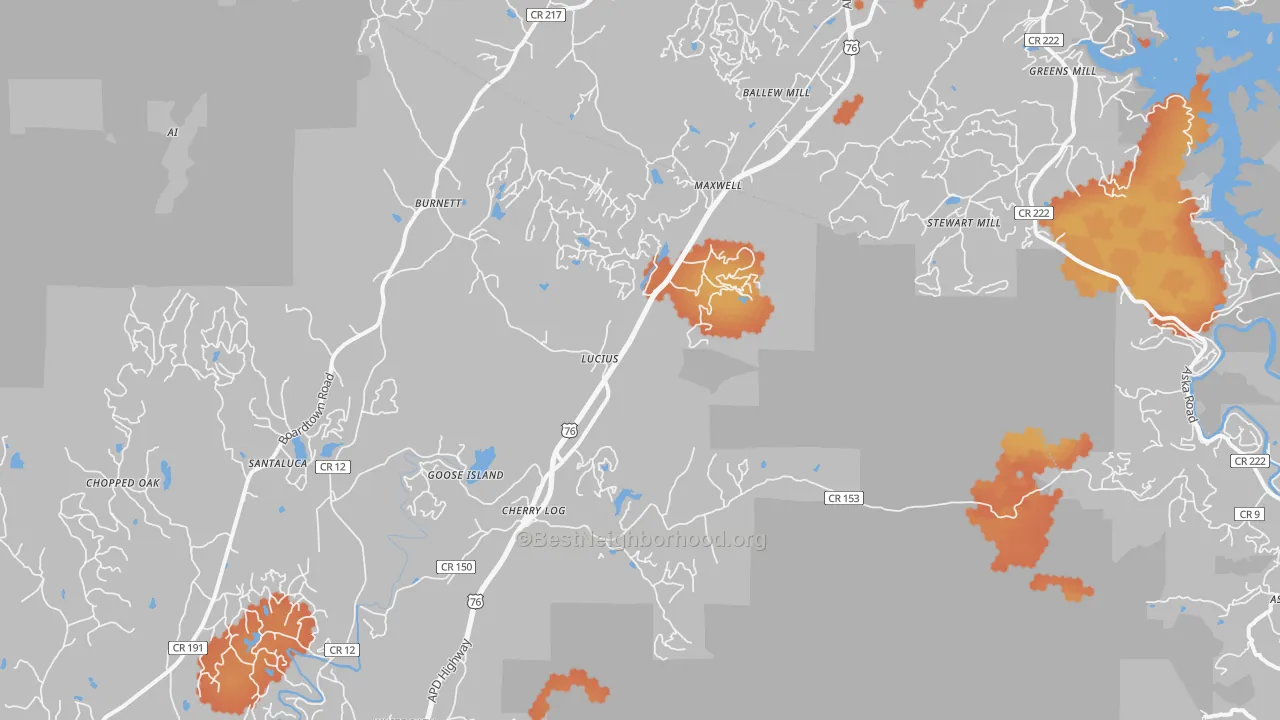 Bike Grade map of 30522, GA
