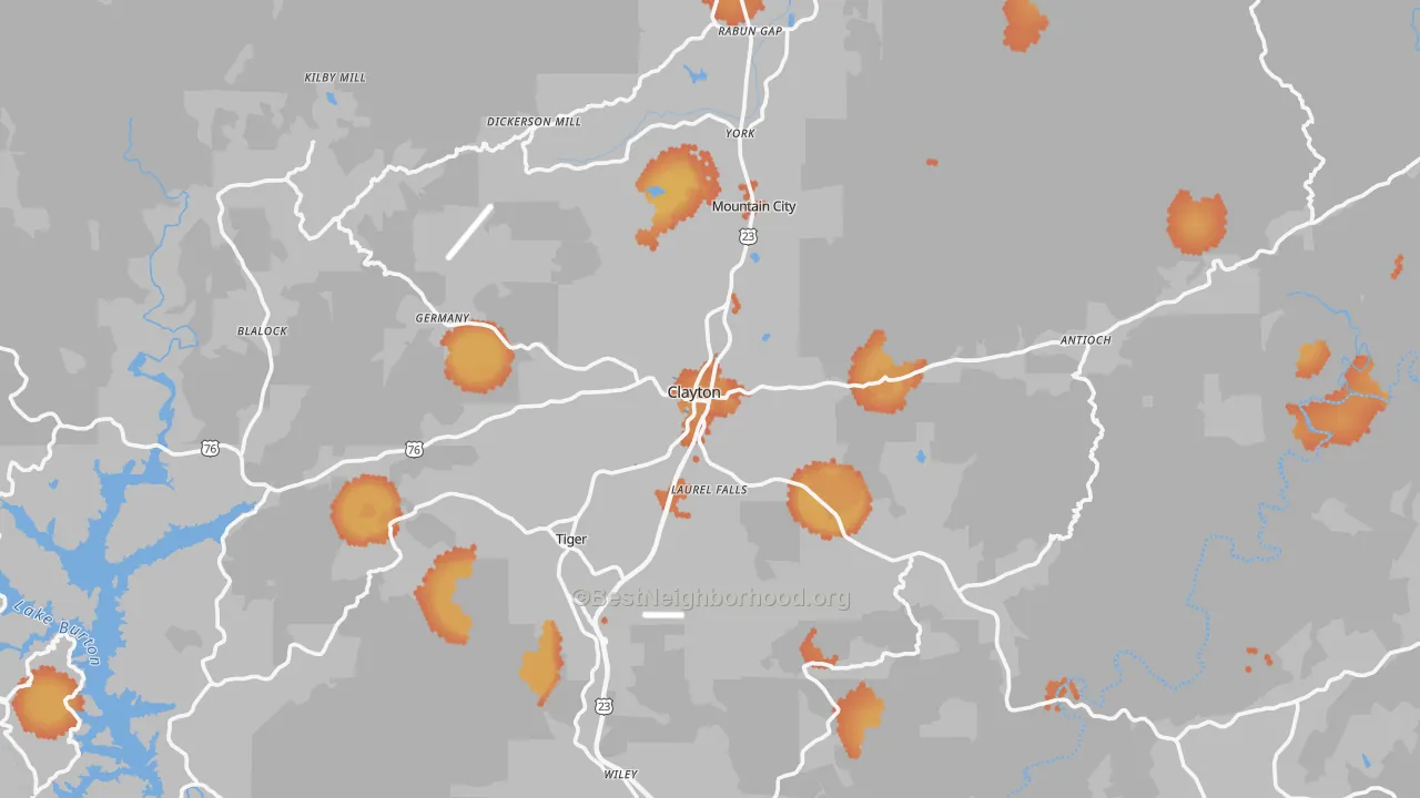 Bike Grade map of 30525, GA