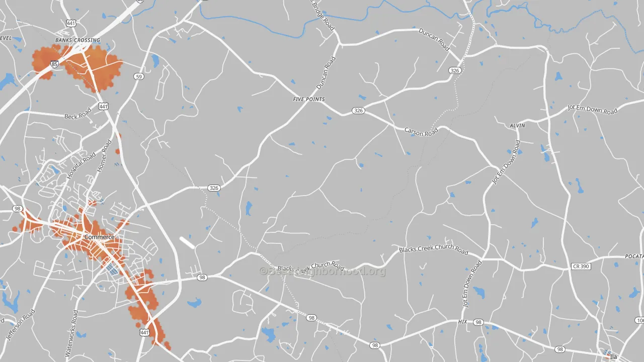 Bike Grade map of 30530, GA