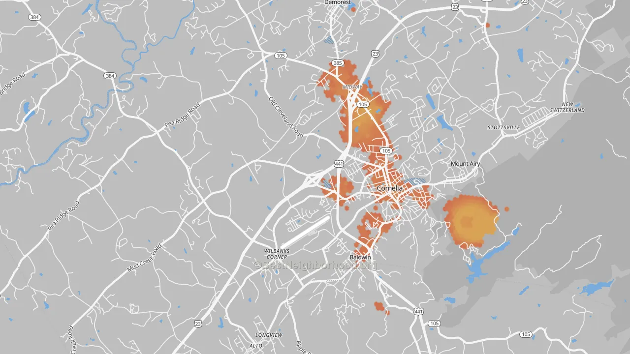 Bike Grade map of 30531, GA