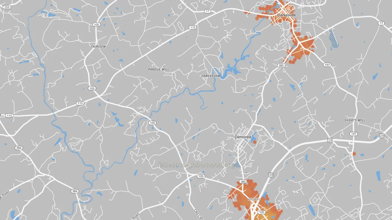 Bike Grade map of 30535, GA