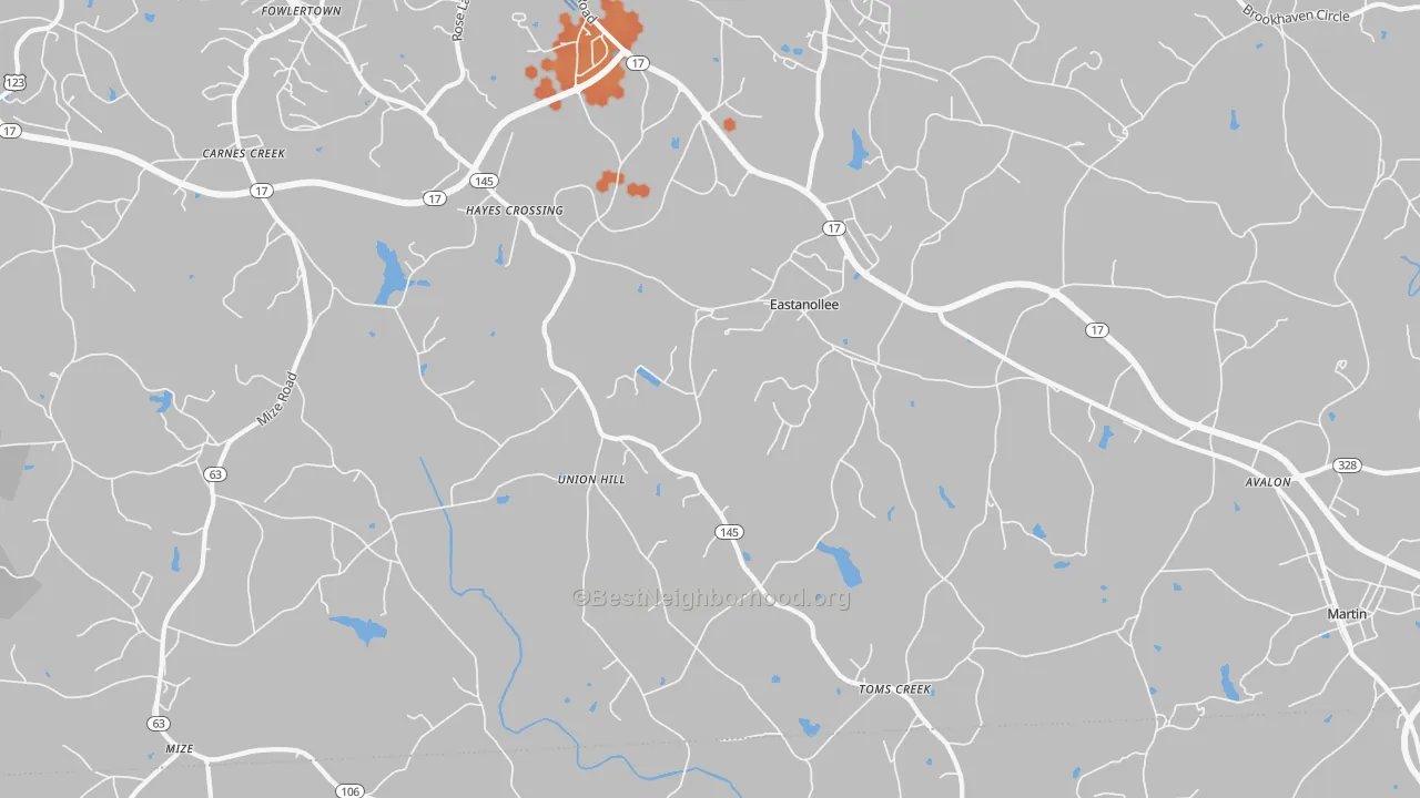 Bike Grade map of 30538, GA