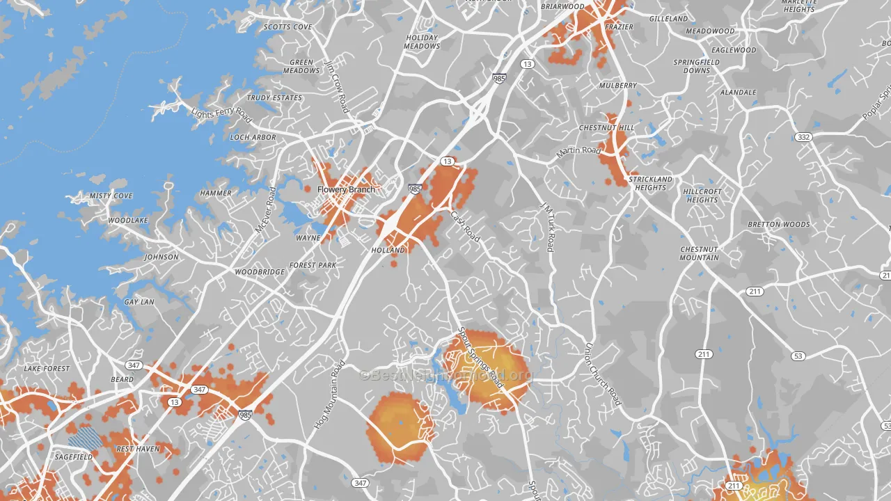 Bike Grade map of 30542, GA