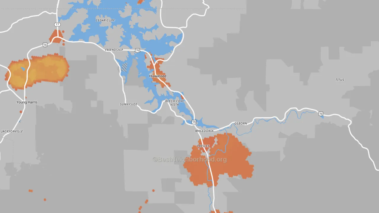 Bike Grade map of 30546, GA