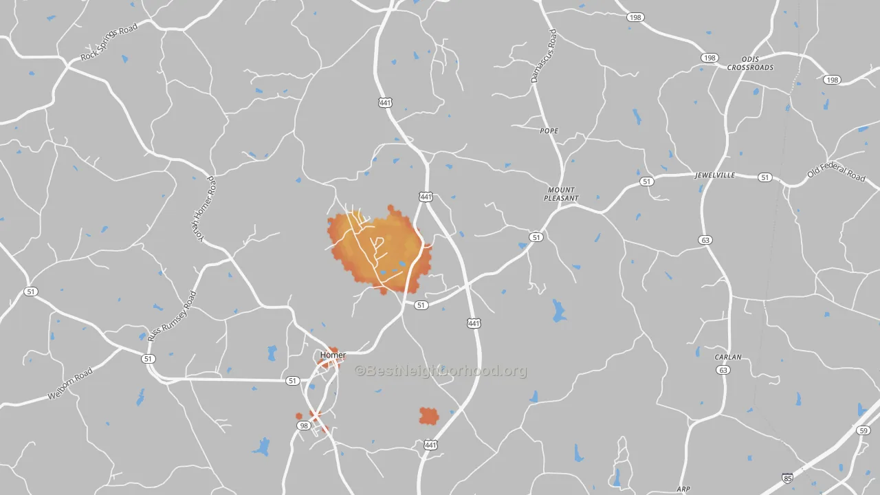 Bike Grade map of 30547, GA